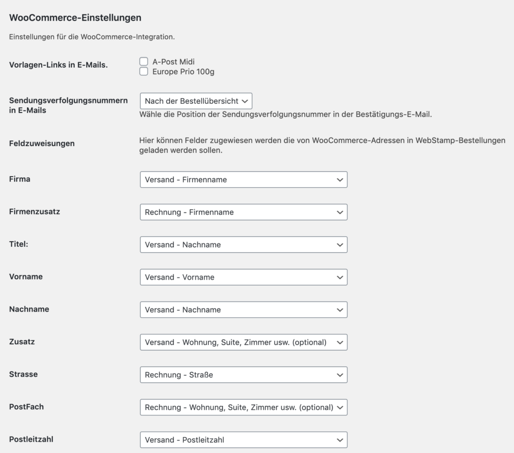 2. Einrichtung des Plugins — Bildschirmansicht